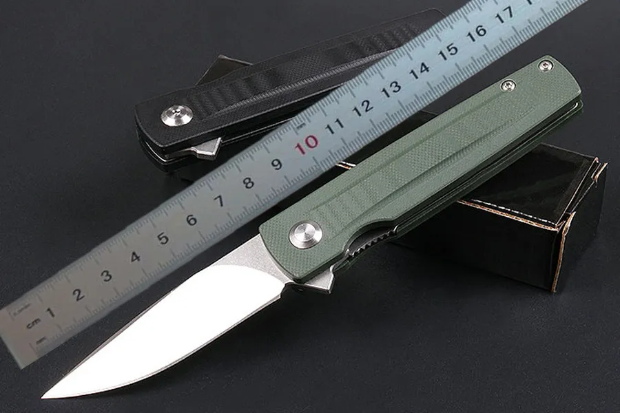 1 stks r8232 flipper vouwmes D2 satijnen druppelpunt mes g10 handvat EDC Pocket Knives 2 kleuren