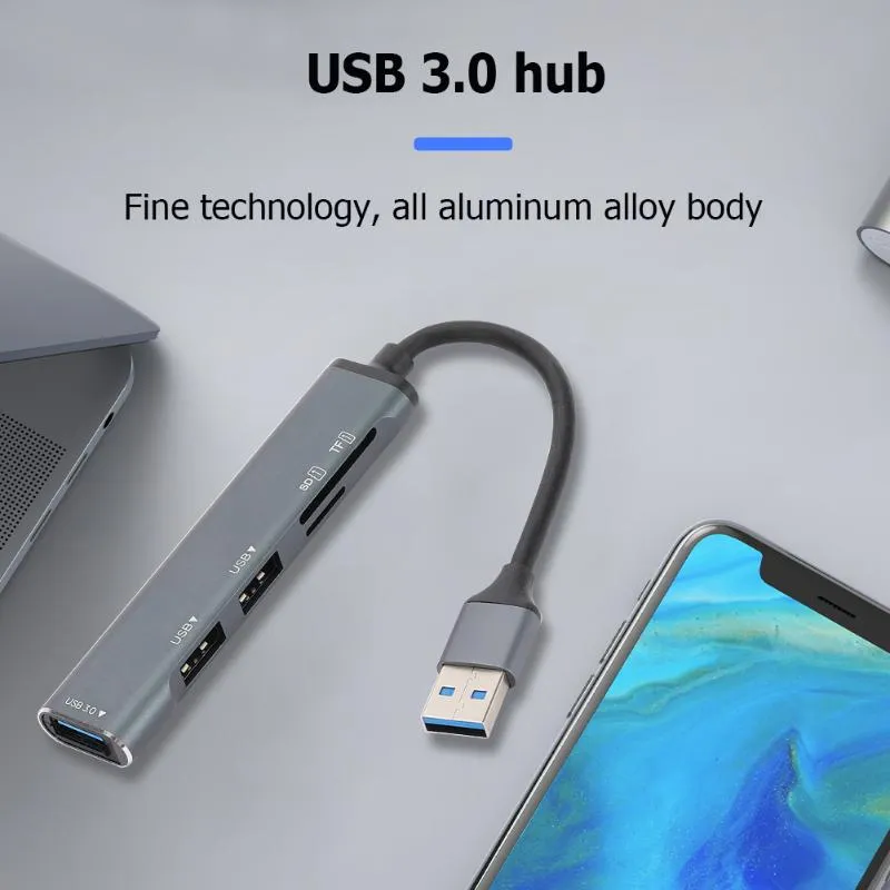 Hubs USB USB3.0/2.0 Type 3.1 Expansion Multi HUB Splitter Aluminium Type-C / Adaptateur de station d'accueil pour lecteur de carte TF Secure DigitalUSB