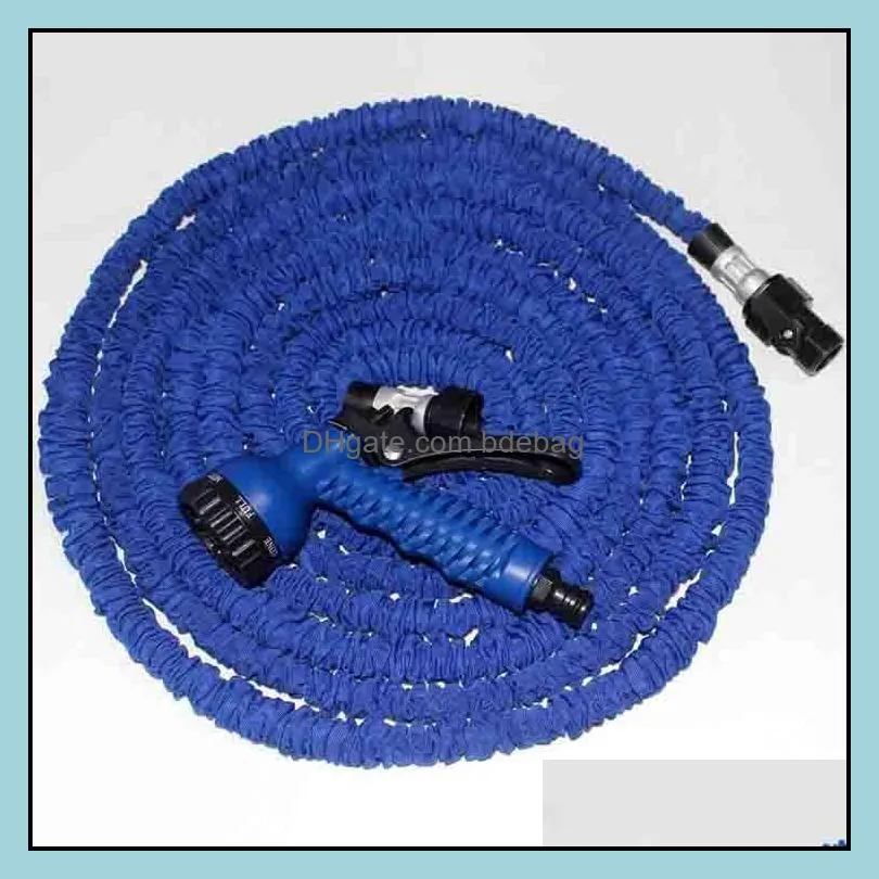 75FT 100ft Uitbreidbare magische flexibele tuinslang Aliumum Conector voor auto waterpijp Plastic slangen tot water geven met spuitpistool Drop levering