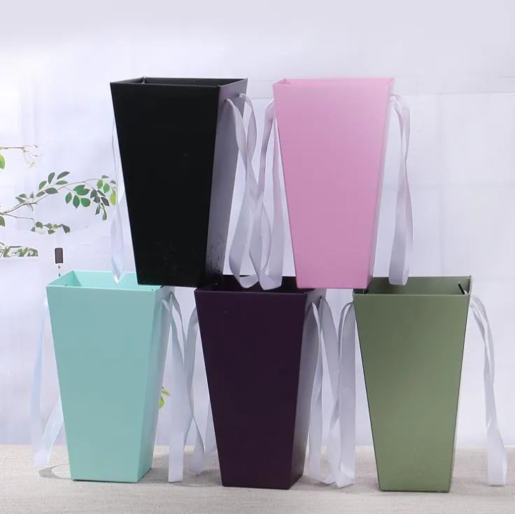 New gift packaging vases, portable bouquet boxes, flower shop Popcorn bucket flower box are easy to use SN2401
