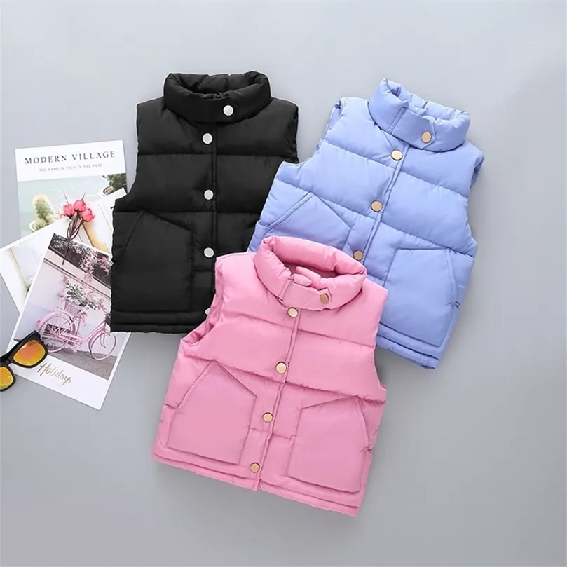 Autumn Winter Kids Vest Casual Baby Girls Jacket Casas Infantil Crianças Infantil Criança Down Decúdas meninos Jaqueta quente Roupas LJ20117