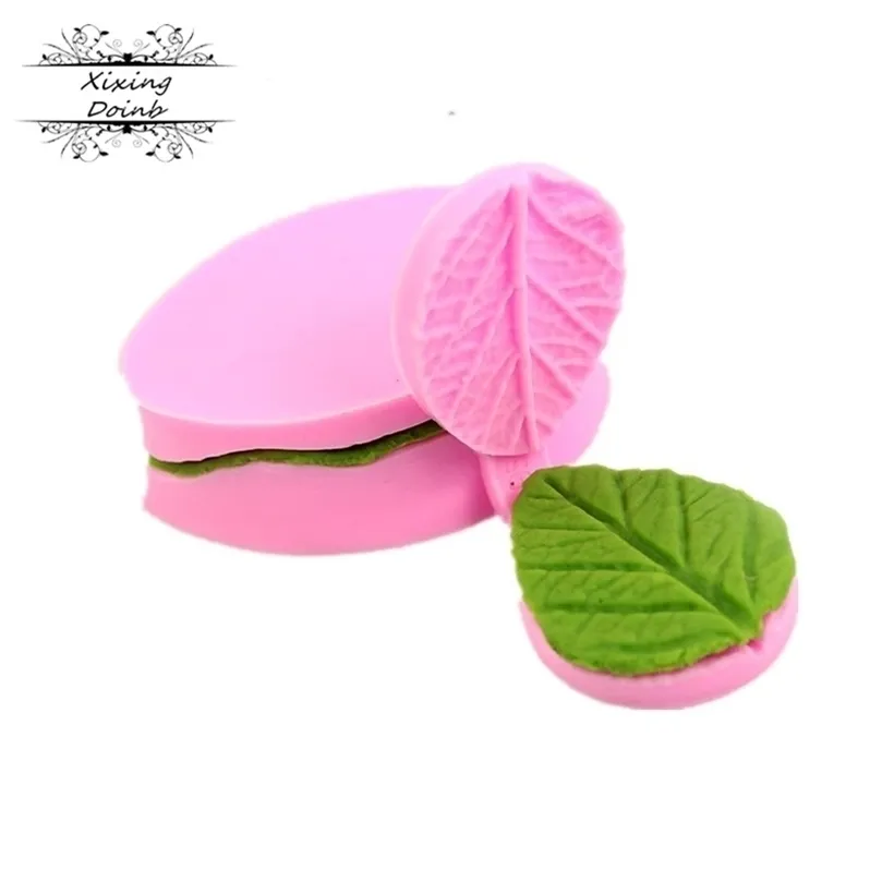 Stampo per decorare torte fai-da-te Double Leaf Veiner Silicone Sugar Art Fondant Tools 220815