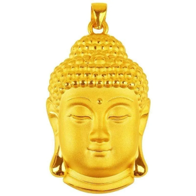 Catene Collana con testa di Buddha per uomo e donna in oro sabbia Catene con pendente 24K