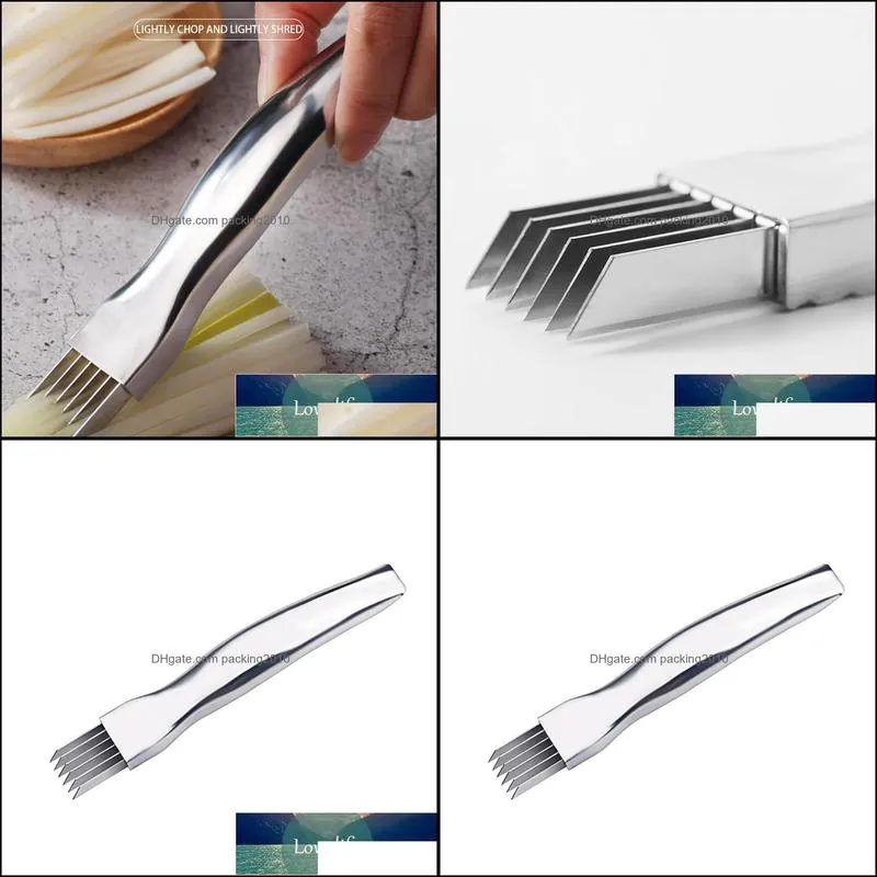 1 Pcs Stainless Steel Onion Vegetable Cutter Slicer Multi Chopper Scallion Knife Shred Tools Slice Kitchen Tools 16x2.5 X 1.5cm