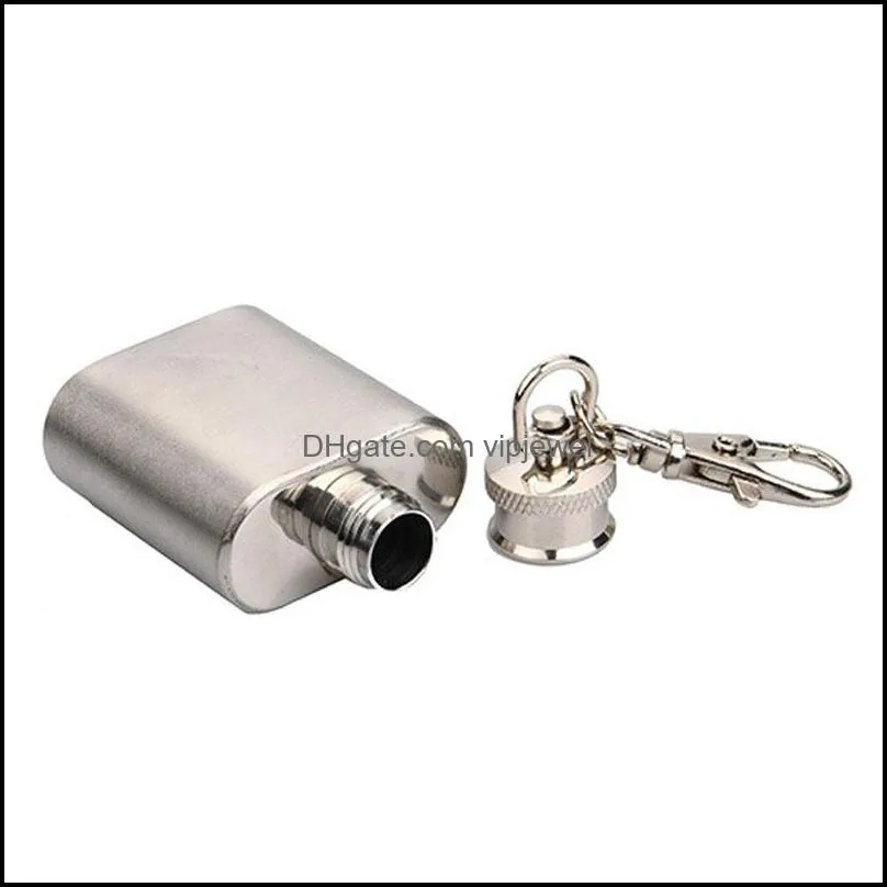 stainless steel wine bottle keychains 1oz mini hip flask key rings fashion accessories for men women jewelry