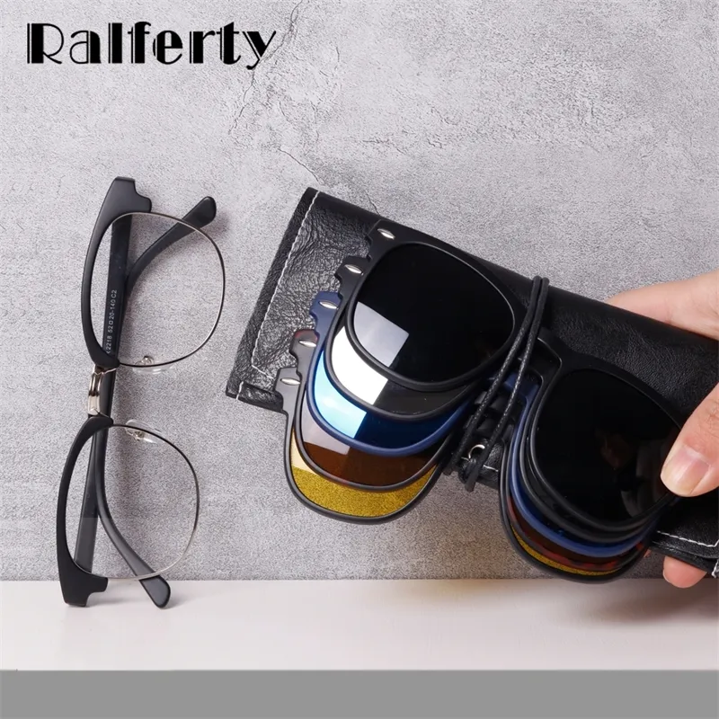 Ralferty Magnet Sunglasses 남성 여성 고급 브랜드 남성 분극 UV400 고품질 5 등급 유리에 1 클립 W220331