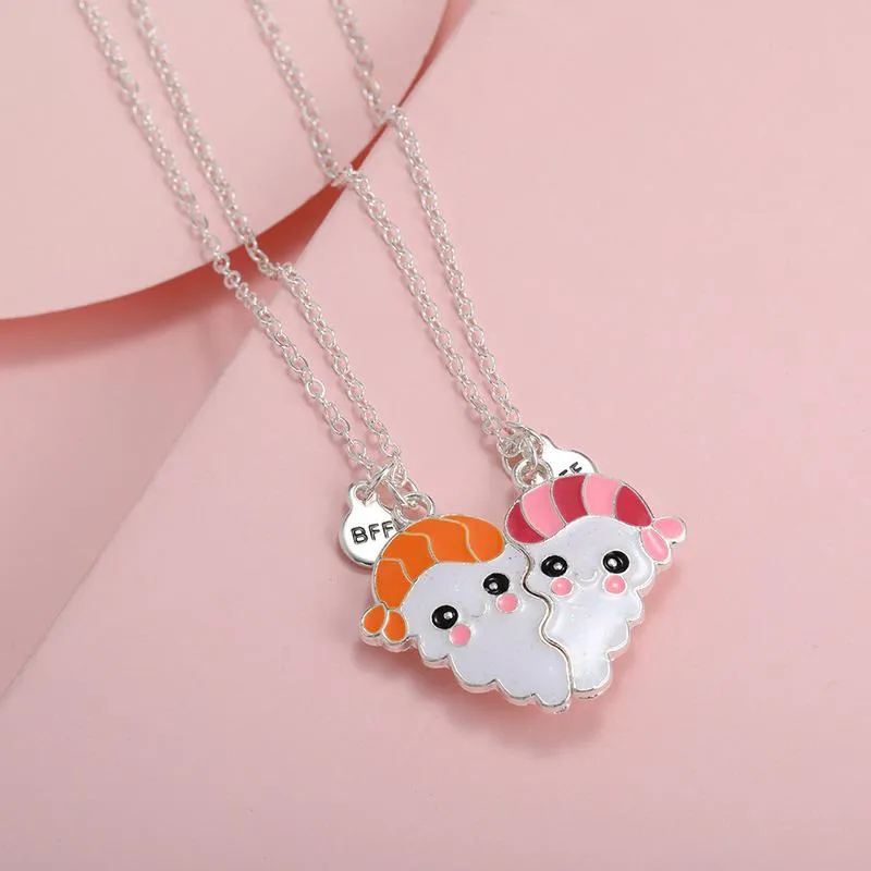 Pendant Necklaces 2Pcs/Set Cute Litter Kids Chain Friends Necklace BFF Friendship Children's Jewelry Gift For GirlsPendant