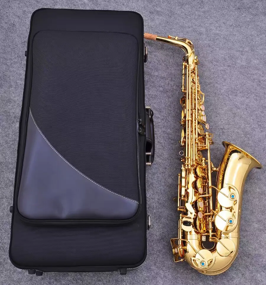Saxophone Alto professionnel plat en or, style structure 901, bouton de coque plaqué or, instrument de saxophone alto