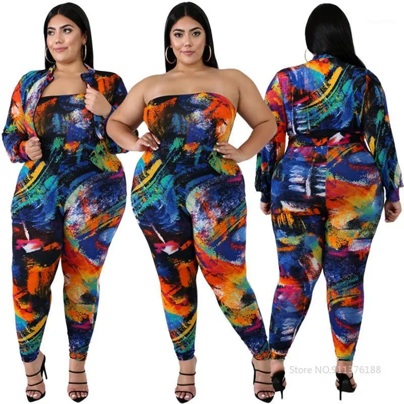 Dames tweedelige broek Autumnkleding voor pakken bodycon jumpsuit stretch en lange mouw jas set plus size groothandel drop