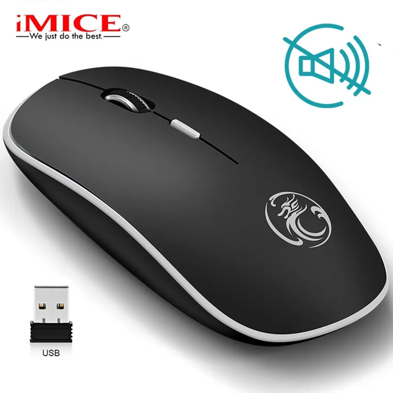 IMICE G-1600 2.4GHz Silent Wireless Dator Möss Gamer Ergonomisk Optisk ljudlös USB-mus för PC-bärbar dator