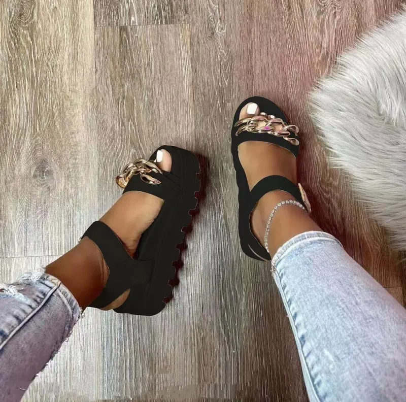 Kadınlar Sandalet Yaz Gladyatör Platform Klip Ayak Bileği Kayışı Kama Bayanlar Ayakkabı Kadın Moda Kalın Sole Sole Sandalias de Mujer 220516