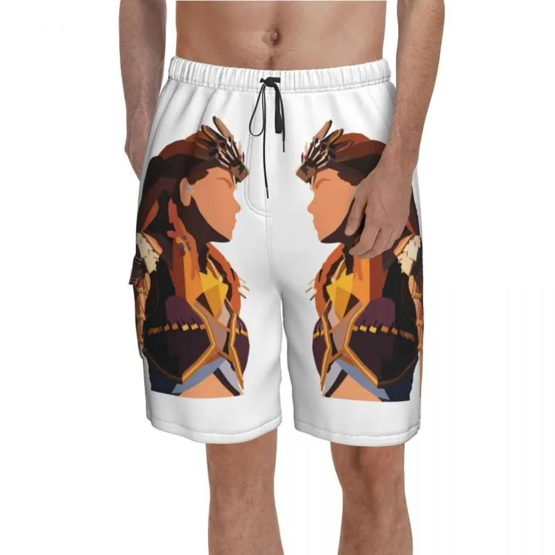 Men's Shorts Aloy Minimalist Board Horizon Forbidden West Polyester Swimming Trunks Beach Pattern Men Swim TrunksMen's