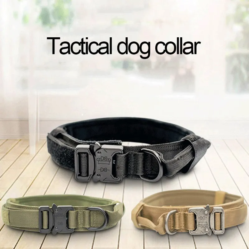 Robuste taktische Hundehalsbänder, Leinen, Outdoor-Nylon, wasserabweisend, verstellbare Haustierhalsbänder, mittlere und große Hunde ZL0756