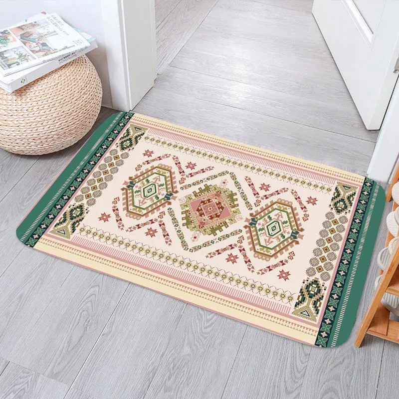 Tapis Boho Tapis persan motif cuisine salle de bain tapis de porte d'entrée tapis de chambre anti-dérapant absorbant décor à la maison tapis de velours corail paillassonCarpe