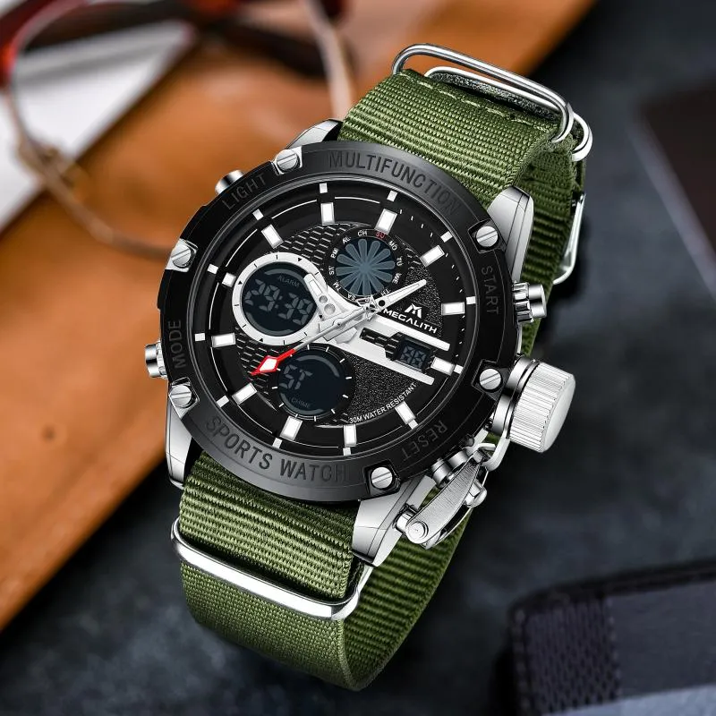 Orologi Da Polso In Quarzo Cinturino In Nylon Uomini Sport Waterproof Cronograph Orologio Megalith 8236 Da 31 98 DHgate