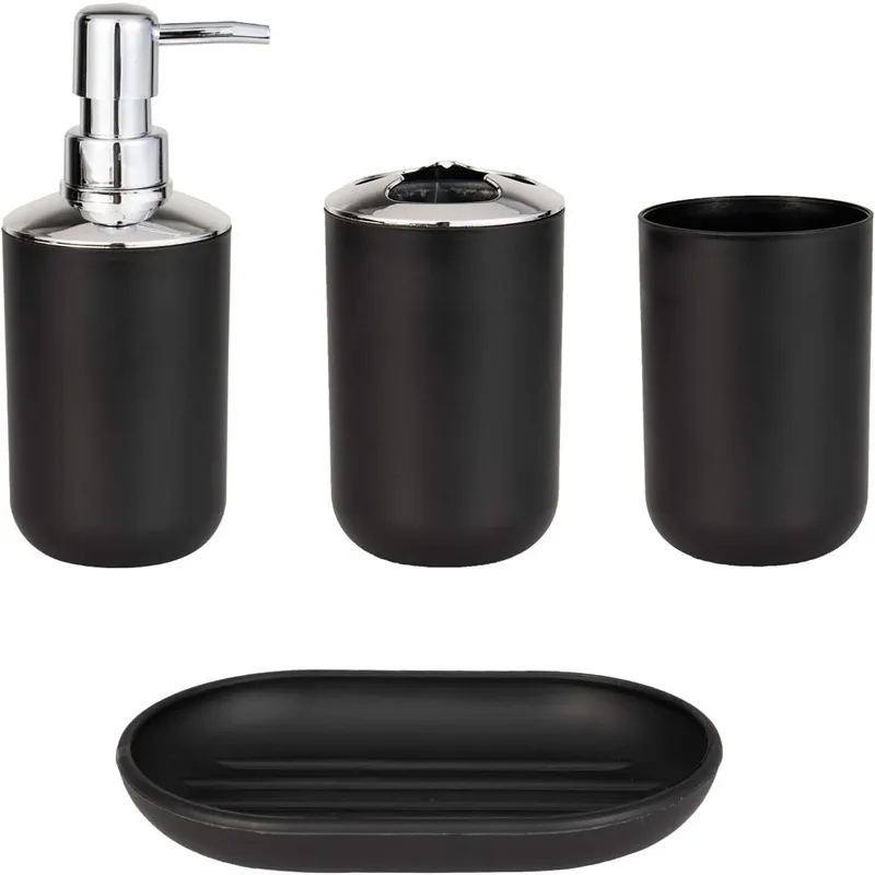 4-teiliges Luxus-Badezimmer-Zubehör aus Kunststoff, Zahnbürstenhalter, Tasse, Seifenspender, Toilettenschüssel, Pumpflasche, Tasse, Badezimmer-Set 220624