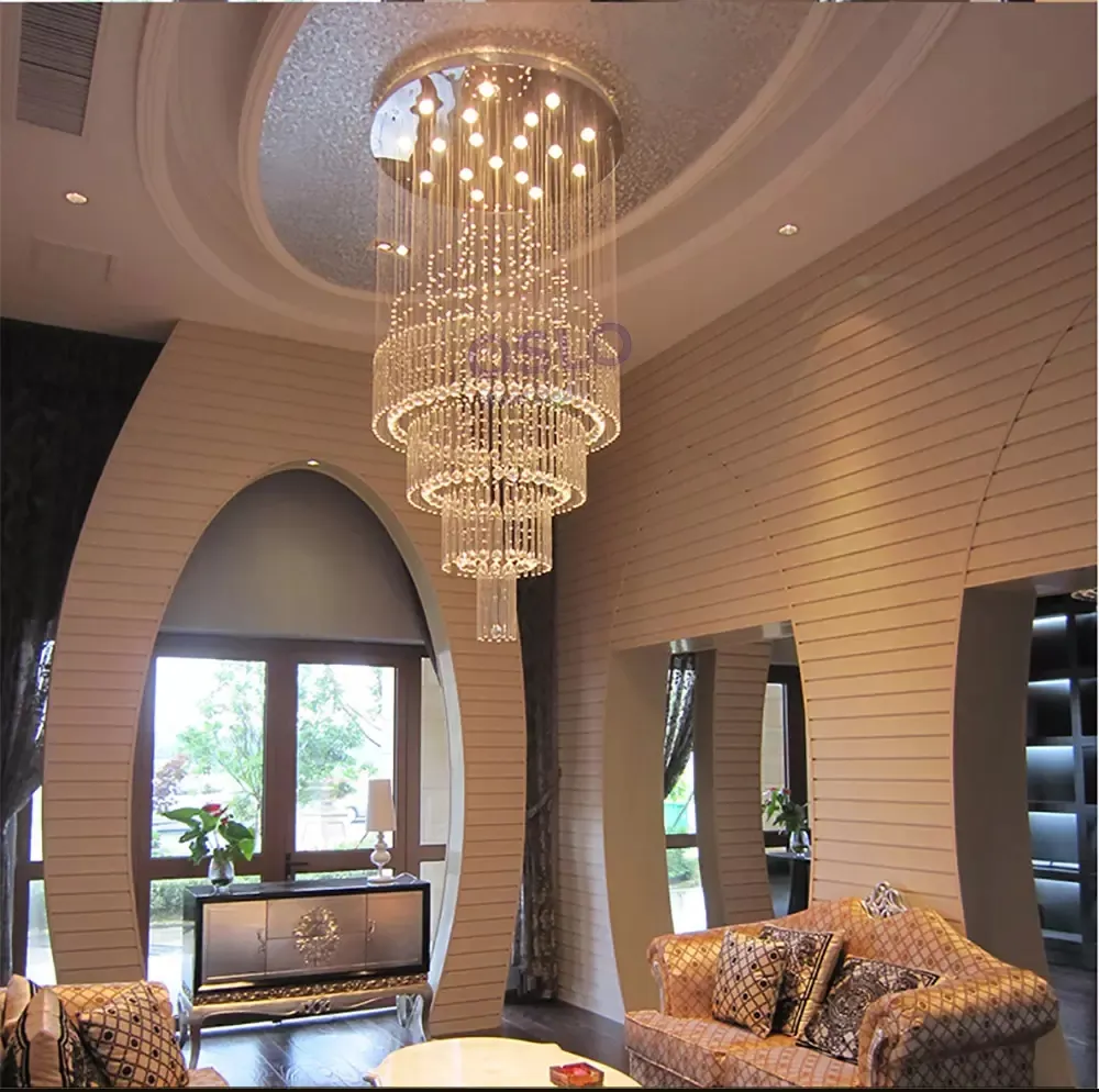 Modern K9 Crystal Chandeliers Luxury Luster Pendant Lamp Designer Ceiling Chandeliers Ball Spiral Art Luminaire Decoration