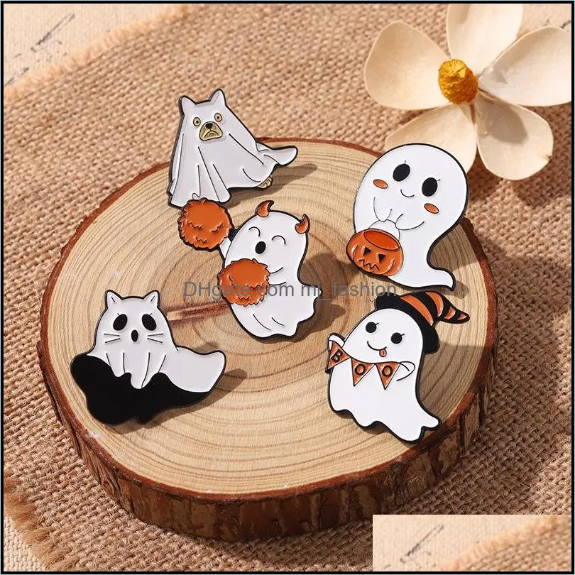 european ghost series pumpkin model brooches cartoon halloween party alloy enamel lapel pins unisex festival backpack hat clothes badge jewelry