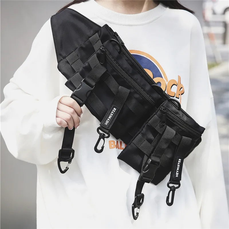 Pochete tático funcional com vários bolsos Techwear Bolsa para telefone casual Corrida ao ar livre Hip Hop Rig Peitoral Bolsas para cinto Streetwear 220621