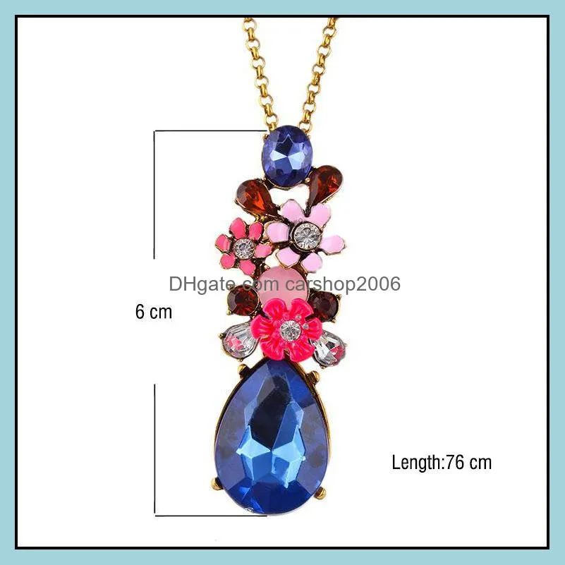 crystal diamond necklaces for women men bohemian rhinestone long charms chains necklaces carshop2006