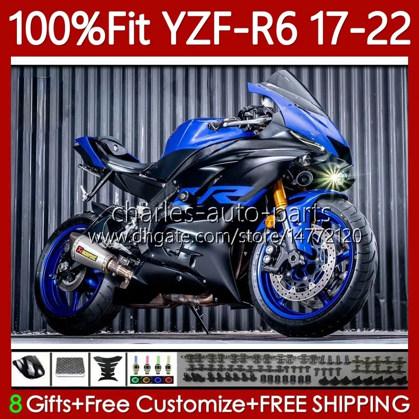 Carenature per stampi ad iniezione per YAMAHA YZF-R6 YZF R6 R 6 600 CC YZFR6 17 18 19 20 21 22 Corpo 119No.85 YZF-600 2017 2018 2019 2020 2021 2022 YZF600 Nero blu 17-22 Carrozzeria OEM