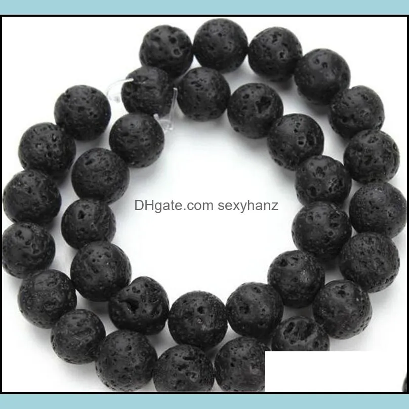 4 6 8 10 12mm Natural Lava Stone Beads Black Volcanic Rock Round Stone Loose Beads For DIY Jewelry Bracelet Making Wholesale 374 T2