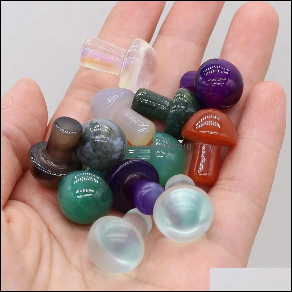 fashion semi-precious stone glass crystal ornament mushroom charm loose beads for plant decoration sports2010