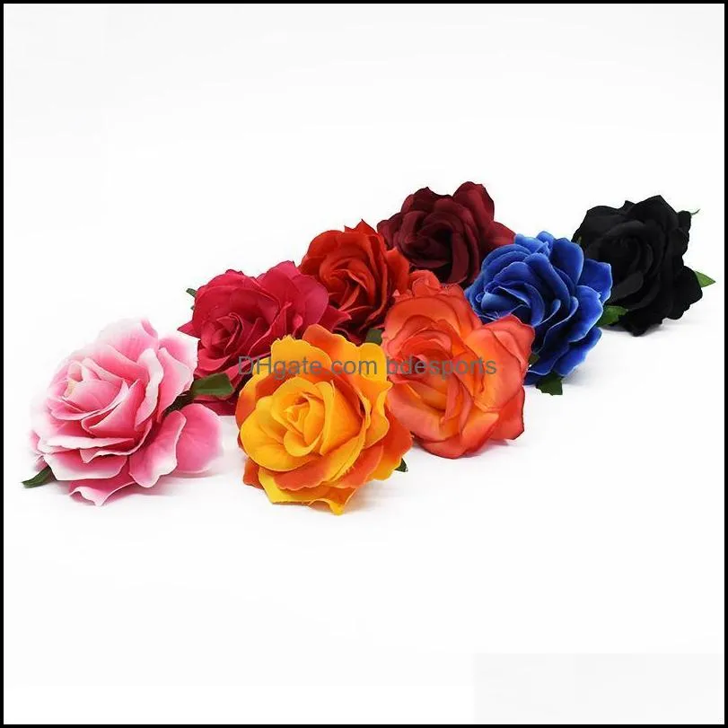 100pcs Silk Rose Heads Wedding Holiday Supplies Decorative Flowers Wreaths Candy Box Brooch Headwear Home Decoration Fak jllILD