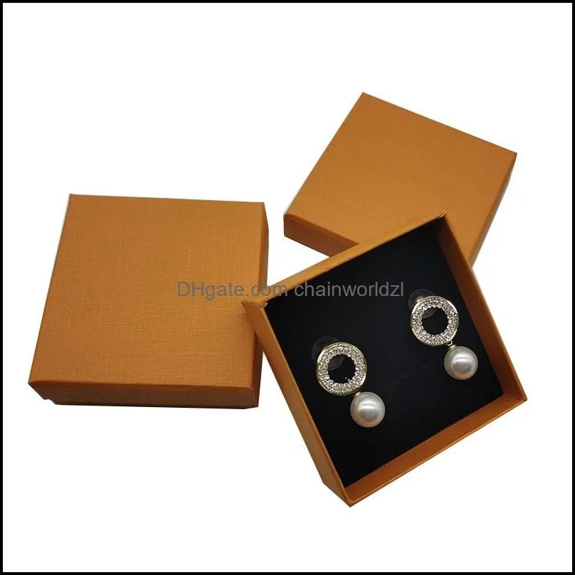 orange brand gift packaging boxes for necklace earrings ring paper card retail packing box for fashion jewelry accessories