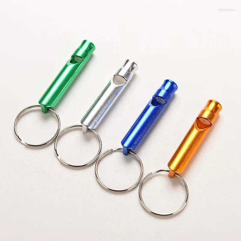 Keychains 1PC Sport Camping Hunting Mini Whistle Keychain Aluminum Keyring para sobrevivência de emergência ao ar livre miri22