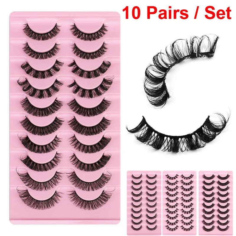 New Dramatic False Eyelashes 3D Mink Faux Eyelash 10 Pairs Natural Fluffy Dense Russian Curling Soft Fake Eye Lashes