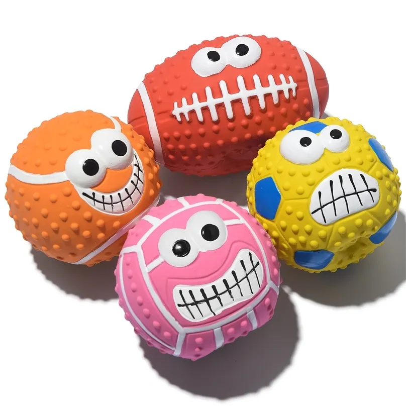 Jouets pour chiens boule grinçante Latex caoutchouc couine balles rebondissantes douces pour petits animaux de compagnie fournitures de jeu interactives 220510