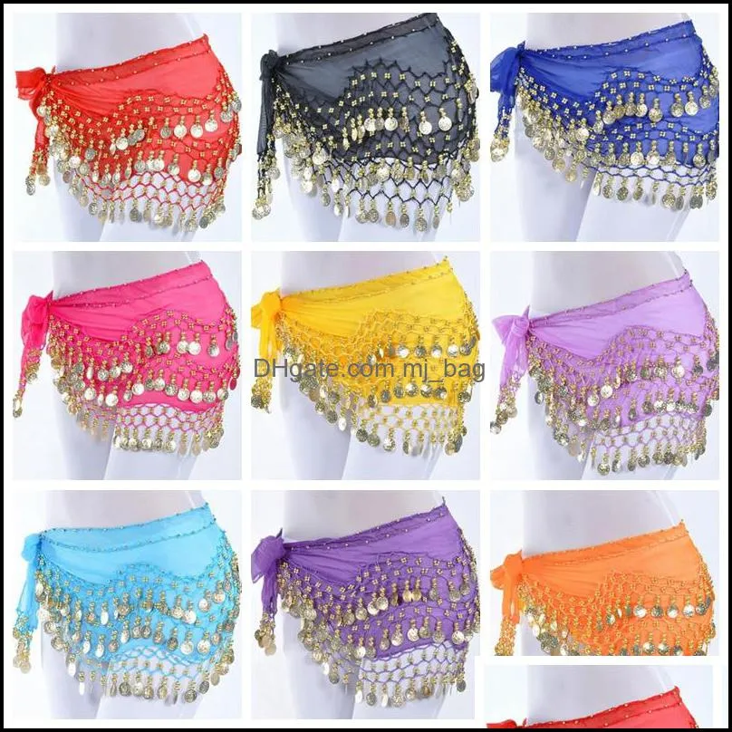 Other Festive Party Supplies Home Garden Belly Dance Hip Scarf Waist Chain Belt Chiffon Dangling Skirts Coins Gold Sier Drop Delivery 2021
