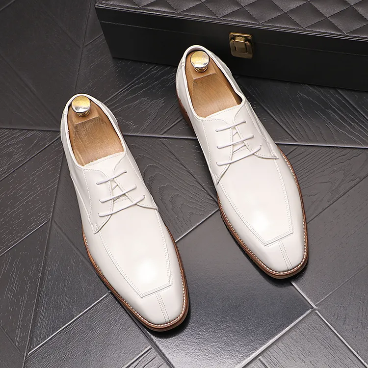 Fashion Formal Men's Moccasins Wedding Dress Party Shoes British Style Summer Lac-up Leather Casual Walking Loafers E261
