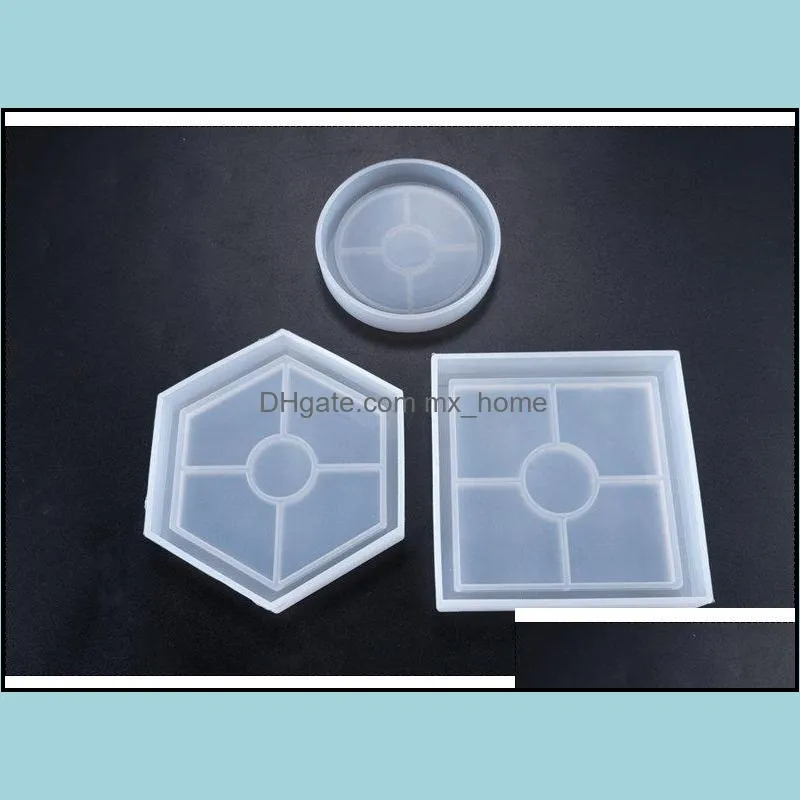 Silicone Resin Mold Round Hexagonal Square Resin Silicone Moulds DIY Coaster Epoxy Resin Cabochons Craft Tools