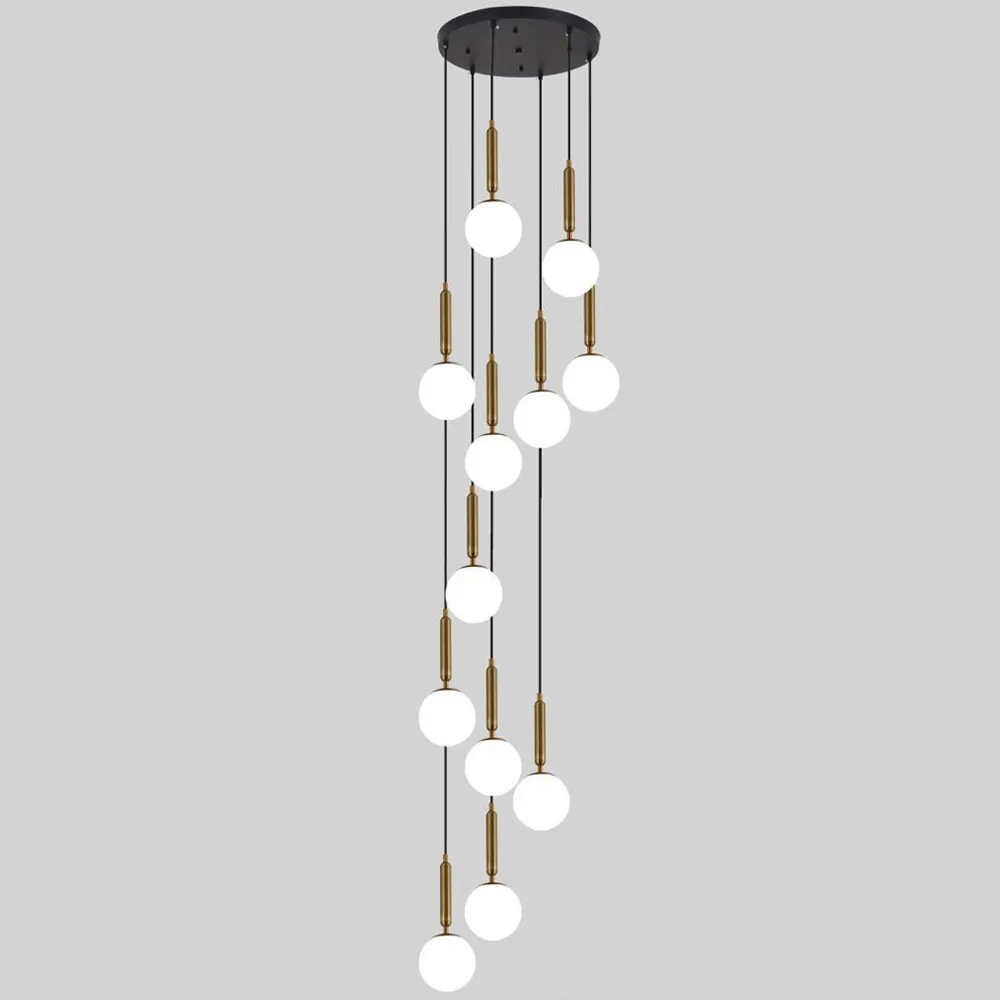 Duplex Stair Pendant Lamps Long Lighting Villa Hotel Hall Rotating Light Luxury Nordic Modern Chandeliers For Matsal ZG8538