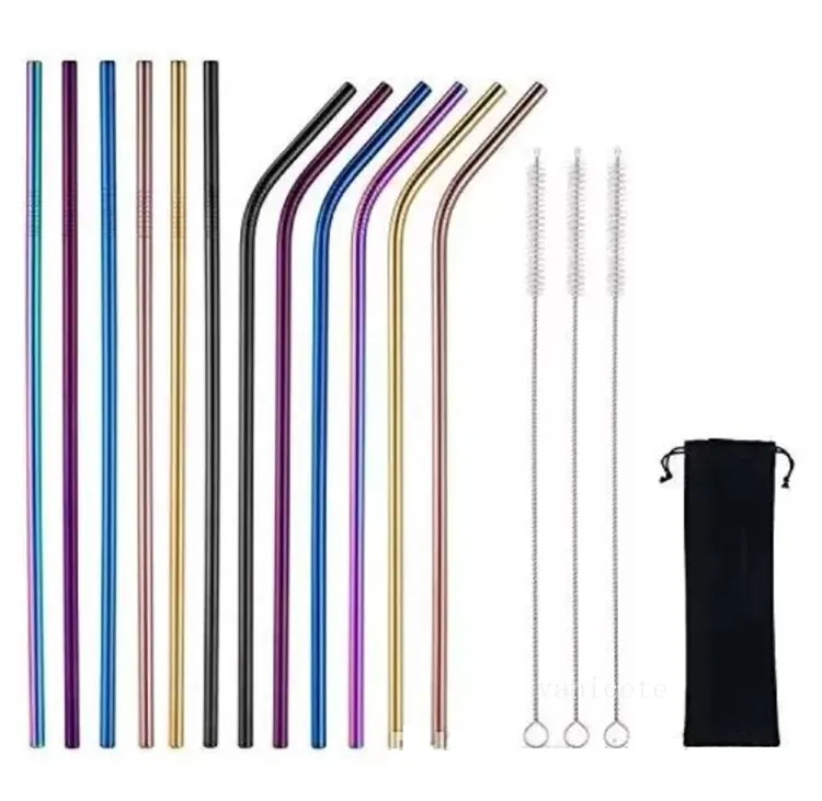 6 * 215MM 304 paille en acier inoxydable pailles à boire réutilisables brosse de nettoyage de paille en métal coloré fête à la maison barre de mariage outils à boire BarwareZC1004