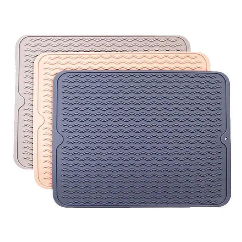 Tapis de séchage en silicone Outils de cuisine Épaisseur Résistant à la chaleur Dessous de plat Plateau d'égouttement Sous-verres antidérapants Porte-pot Coussins de table 210706