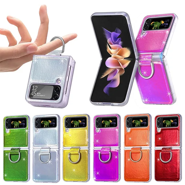 Samsung Galaxy Z Flip3 Flip4 Case OPP 패키지 용 PU 가죽 전화 케이스 다양한 공장 직접 판매