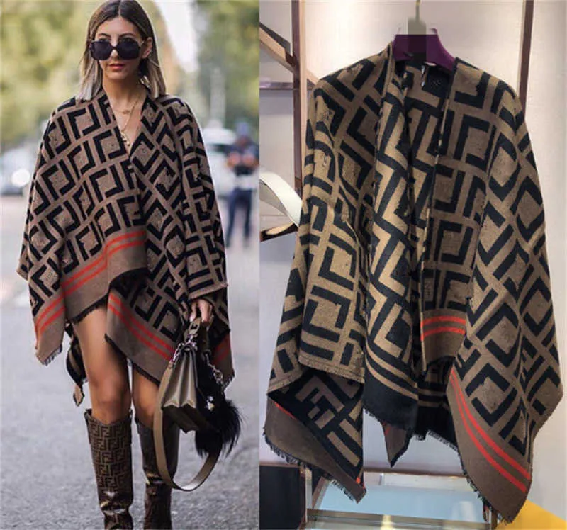 2022 European and American new high-end open-cut women autumn/winter scarf cape scarfs shawls