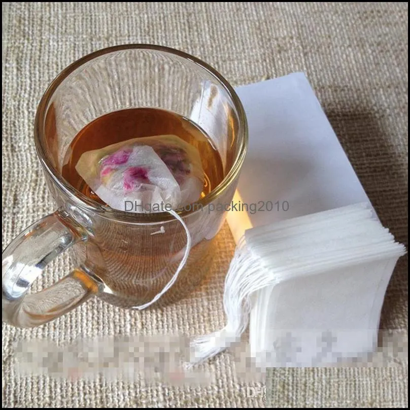 Bolsitas de té vacías Material de calidad alimentaria Filtro hecho Bolsas de té de una sola cadena Infusor desechable 100 piezas / paquete Precio al por mayor 5 Entrega de caída 2021 Co