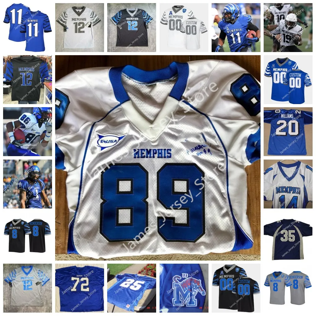 Memphi Tiger zszyte koszulkę piłkarską college'u Charles Greenhill 20 DeAngelo Williams Dave Casinelli John Bramlett Harry Schuh Isaac Bruce Devontae Dobbs Jerseys