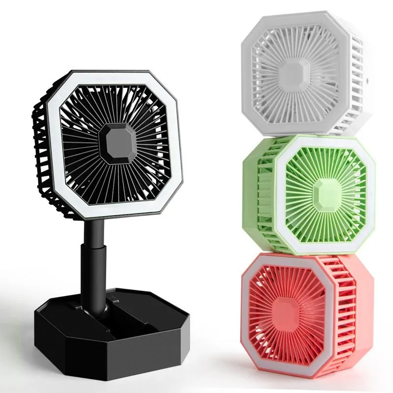 Party Supplies Portable Folding Fan with LED Night Light Student Office Low Noise Desktop Fan for Home Outdoor Camping