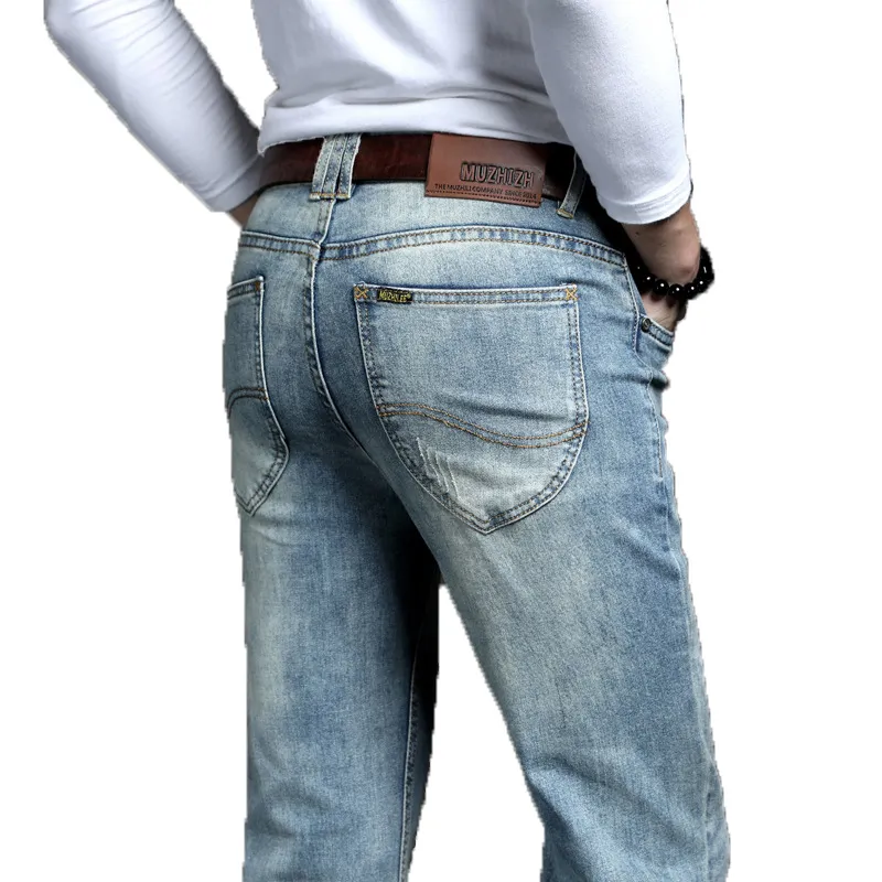 Cowboy Vintage Bule Männer Jeans Ankunft Mode Stretch Klassische Denim Hosen Männliche Designer Gerade Fit Hosen Größe 38 40 201111