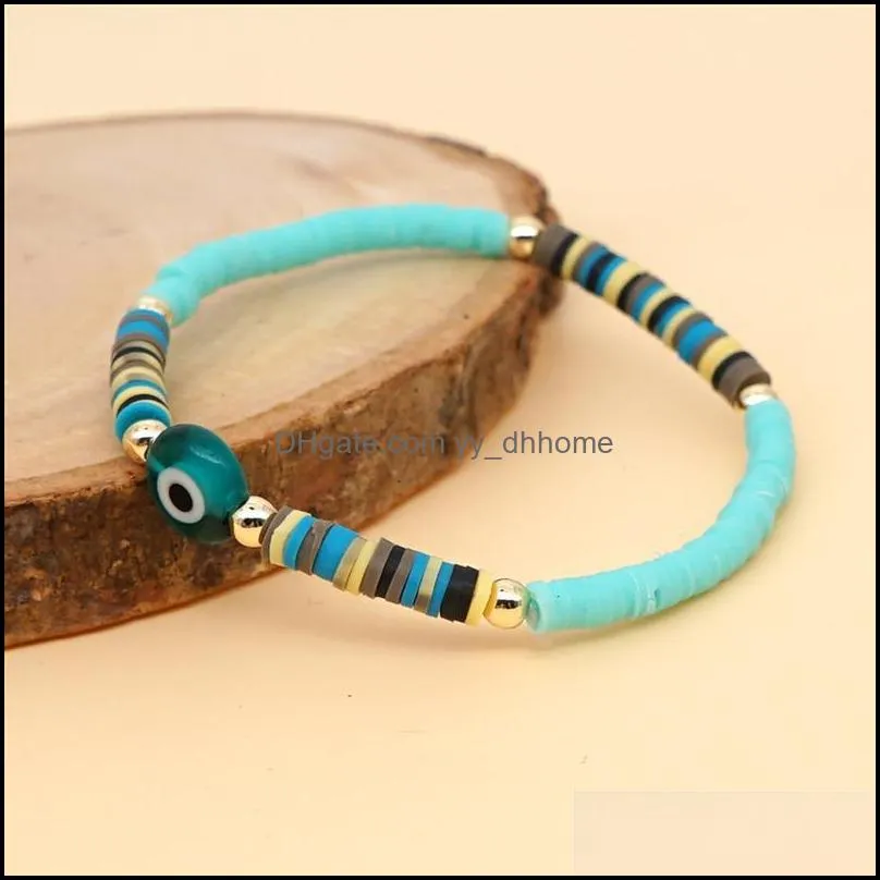 Turkish Evil Blue Eye Bracelet For Women Ins Polymer Clay Bead Bracelets Pulseras Jewelry