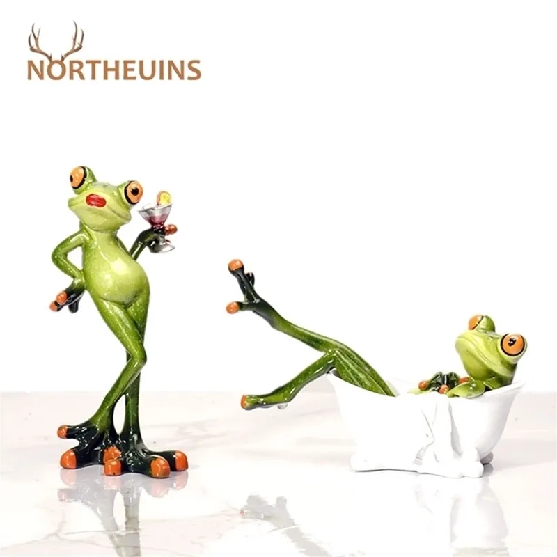 Northeuins Resin Legy Frog Miniatuur Beeldjes Dierlijke Standbeeld Desktop Decoratie Souvenirs voor Interieur Modern Home Decor Loft 220329