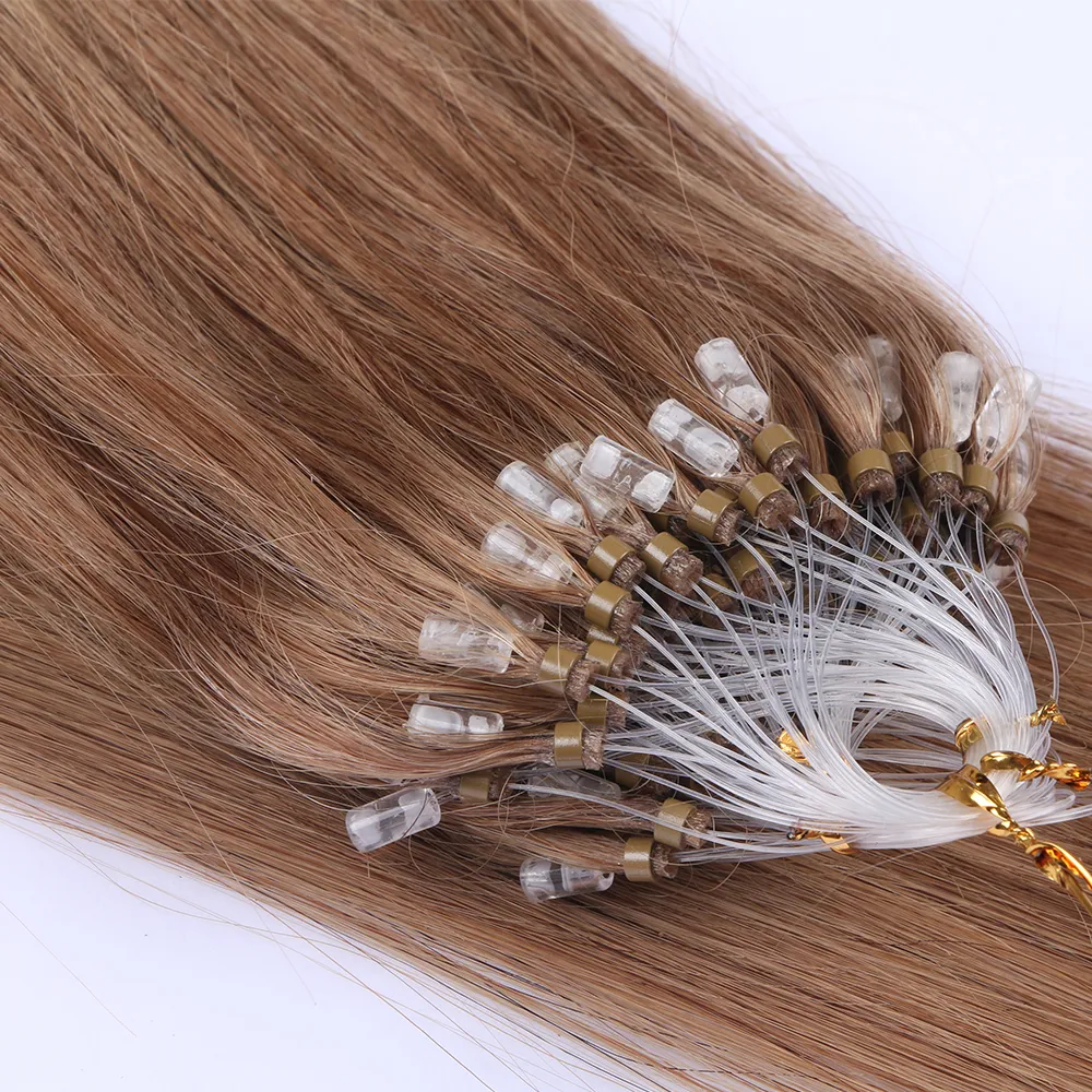 Micro Loop Human Hair Extensions Easy Install At Home Microring Loop Hairs Extension Blonde Brown Black Straight 40Pcs