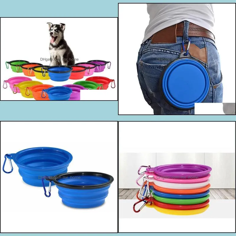Pet Dog Bowls Sile Puppy Collapsible Bowl Pet Feeding Bowls With Climbing Buckle Outdoor Travel Portable Dog Food bbycDp bde_luck