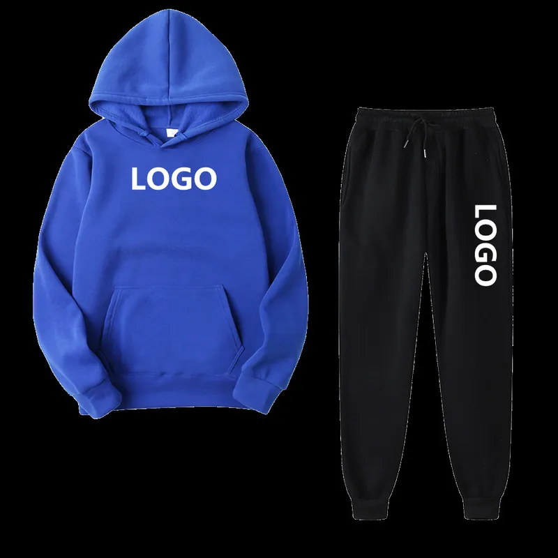 Anpassade vinterhuvor passar män fleece röd hoodie svart märke byxor avslappnad jogger kostym tracksuit tröja kvinnor pullove 220704