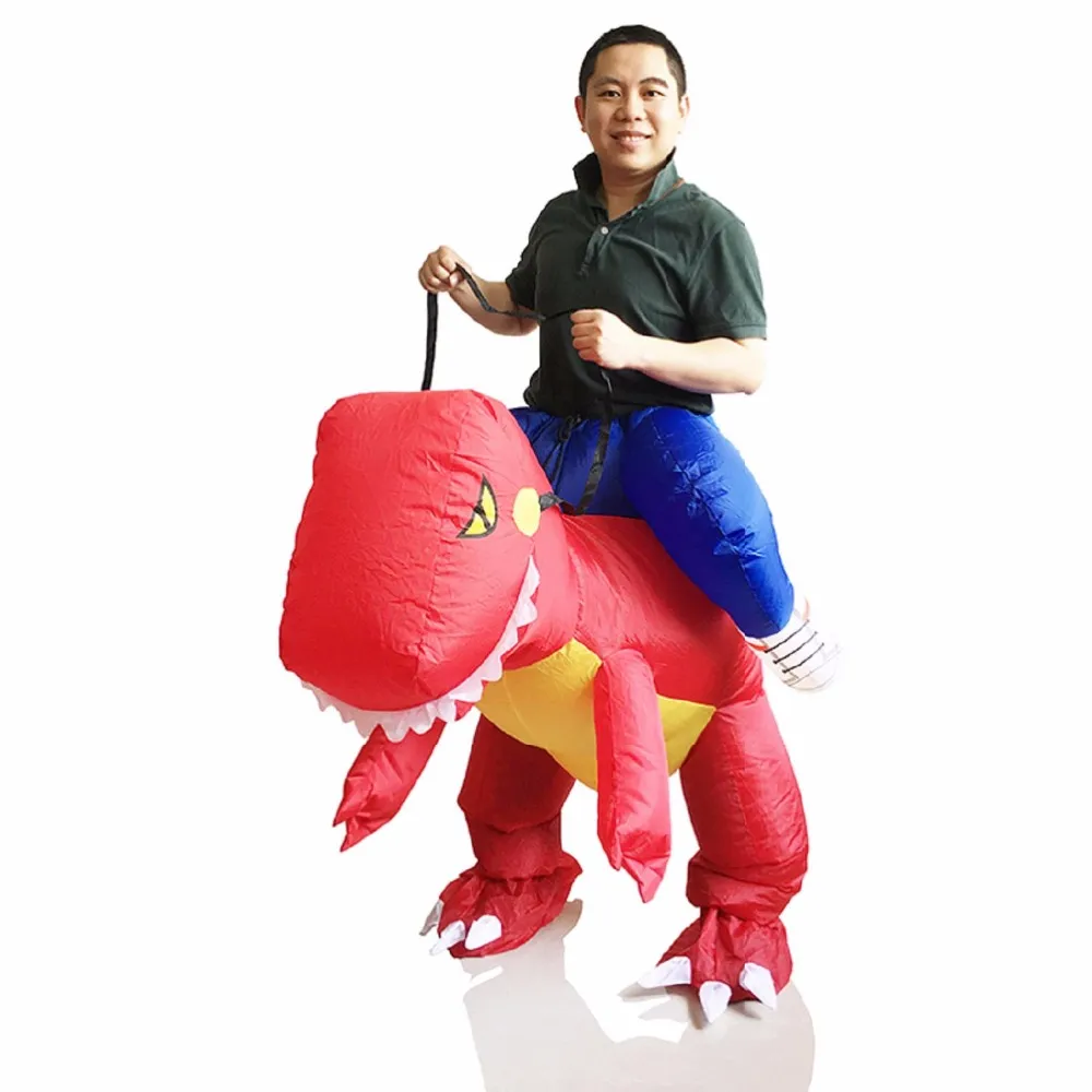 Costume de poupée mascotte gonflable costume de dinosaure rouge Orange ADULTE FANCY DRESS COSTUME Jump Suit disfraces adultos HEN STAG OUTFIT